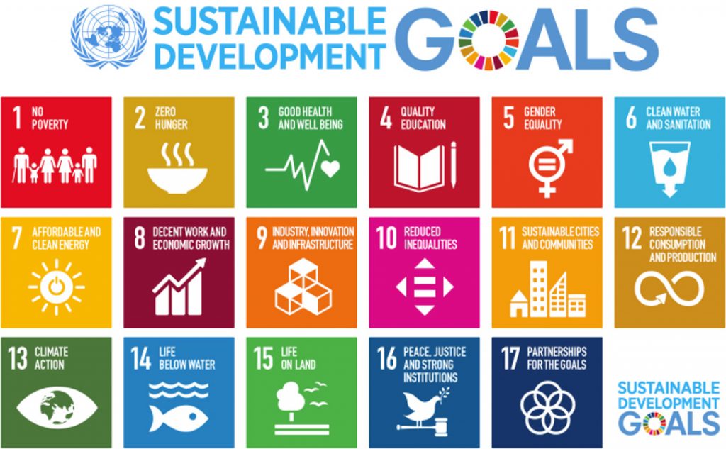 Diagram listing the 17 Sustainable Development Goals